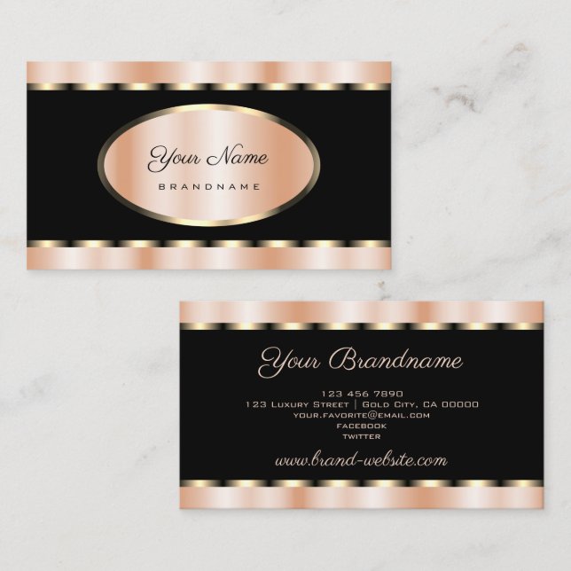 Luxurious Rose Gold and Black Coloured Professiona Business Card (Front/Back)