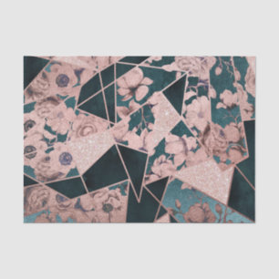 Luxurious Rose Gold Artsy Floral Geometric Pattern Tissue Paper