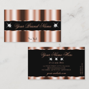 Luxurious Rose Gold Black Sparkle Jewels Luxe Glam Business Card