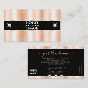 Luxurious Rose Gold Black Sparkle Jewels with Logo Business Card