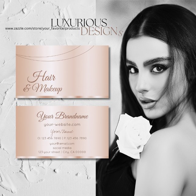 Luxurious Rose Gold Glamourous Professional Simple Business Card (Creator Uploaded)