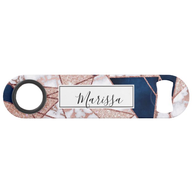 Luxurious Rose Gold Glitter Geometric Marble (Front (Horizontal))