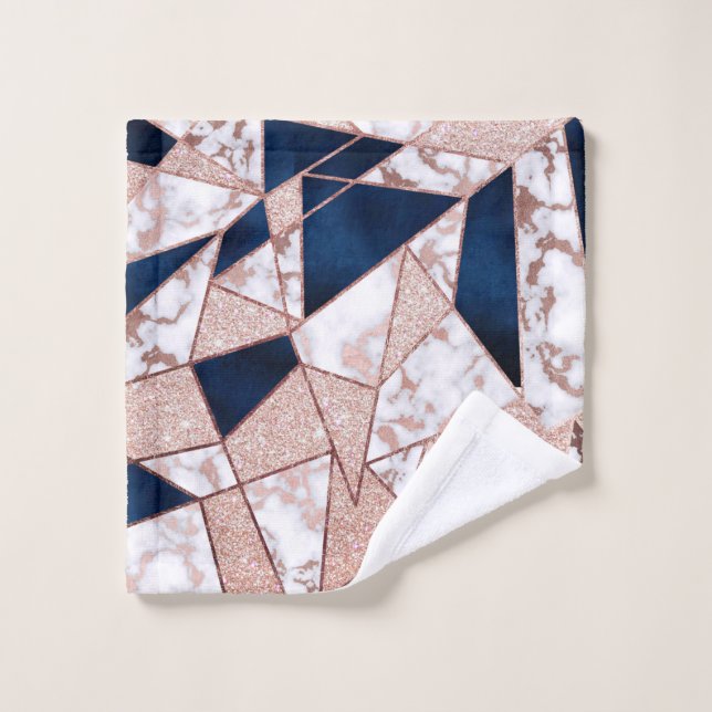 Luxurious Rose Gold Glitter Geometric Marble Wash Cloth (Wash Cloth)