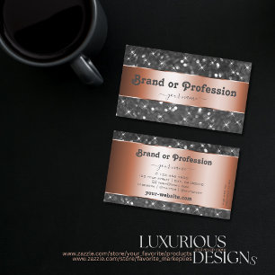 Luxurious Rose Gold Silver Glitter Sparkle Stars Business Card
