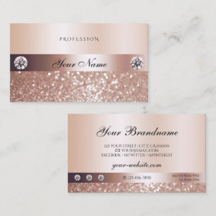 Luxurious Rose Gold Sparkling Glitter and Diamonds Business Card