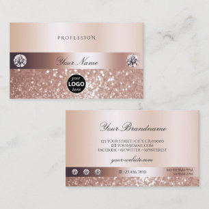 Luxurious Rose Gold Sparkling Glitter with Logo Business Card