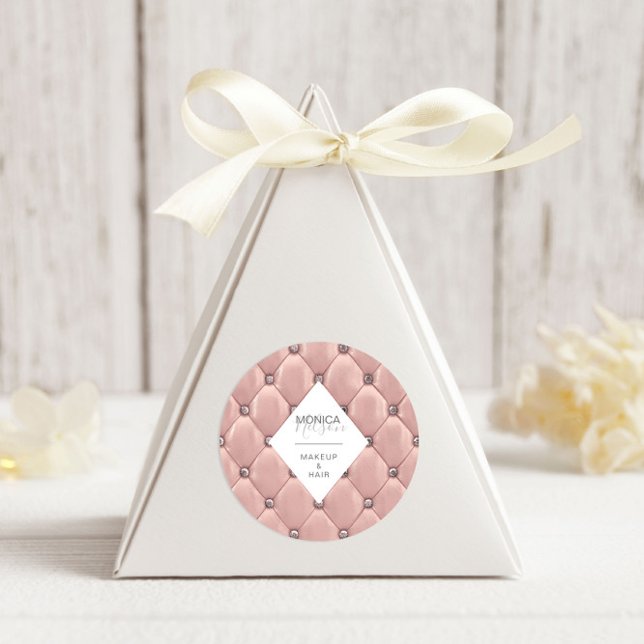 Luxurious Rose Gold Tufted Monogram Classic Round Sticker (Creator Uploaded)