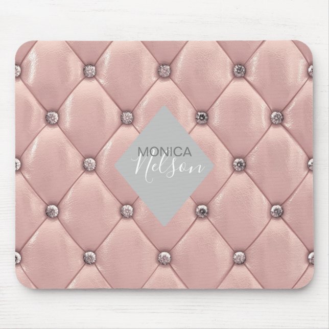 Luxurious Rose Gold Tufted Monogram Mouse Mat (Front)