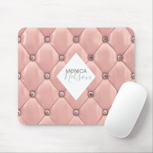 luxurious rose gold tufted monogram mouse mat