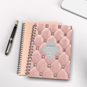 luxurious rose gold  tufted monogram notebook