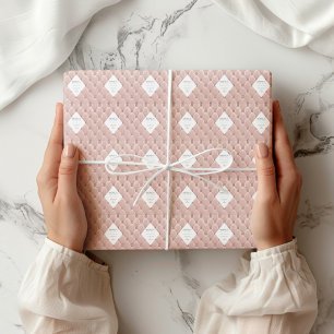 luxurious rose gold tufted monogram wrapping paper