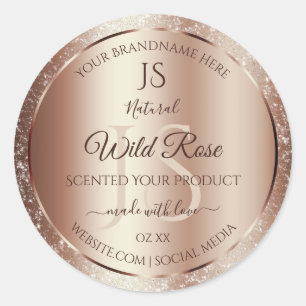 Luxurious Rosegold Glitter Monogram Product Labels