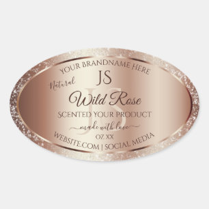 Luxurious Rosegold Glitter Monogram Product Labels