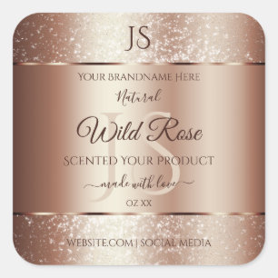 Luxurious Rosegold Glitter Monogram Product Labels