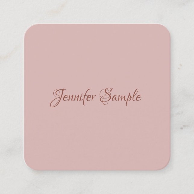 Luxurious Rounded Modern Elegant Hand Script Text Square Business Card (Front)