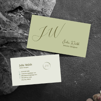 Luxurious Sage Green Business Card 