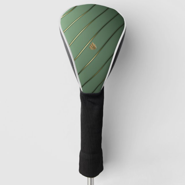 Luxurious Sage Green & Gold  Golf Head Cover (Front)