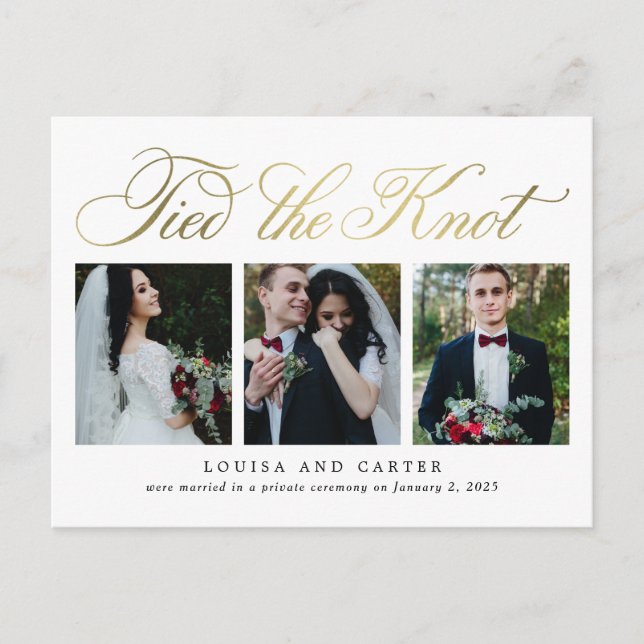 Luxurious Script Wedding Announcement Postcard (Front)