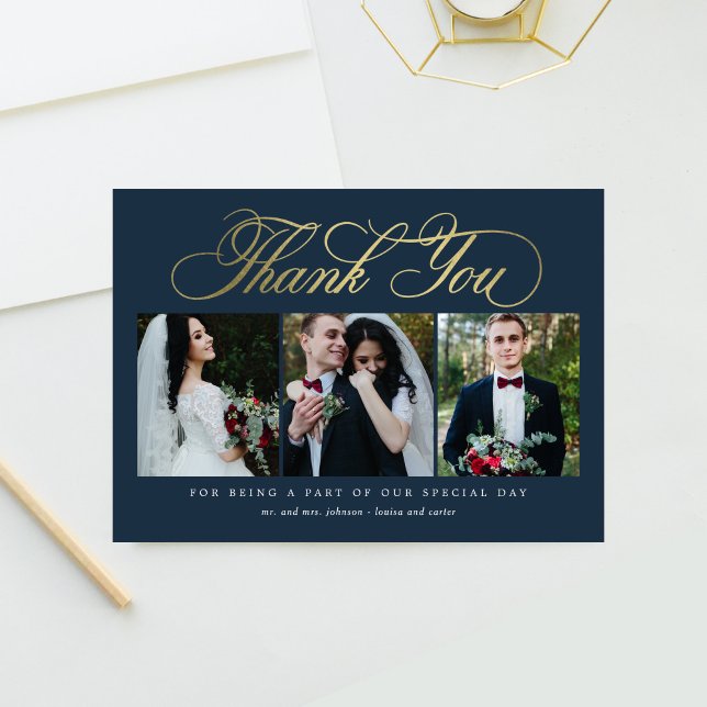 Luxurious Script Wedding Thank You Card Faux Foil (Creator Uploaded)