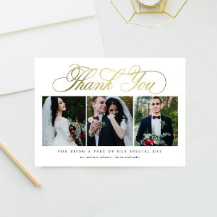 Luxurious Script Wedding Thank You Card Faux Foil