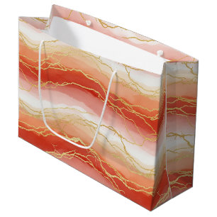 Luxurious Sienna and Taupe Marble with Gold Veins Large Gift Bag