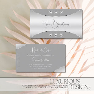 Luxurious Silver and Grey with Sparkling Diamonds Business Card