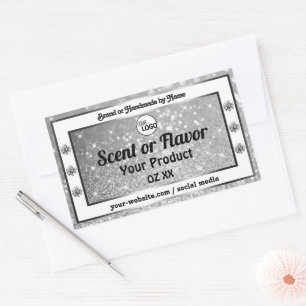 Luxurious Silver Glitter Stars Product Labels Logo