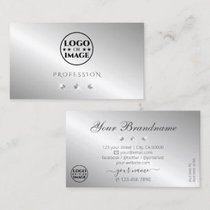 Luxurious Silver Sparkle Diamonds Add Logo Elegant Business Card