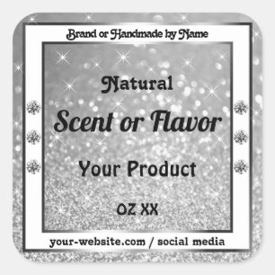 Luxurious Silver Sparkling Glitter Product Labels