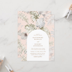 Luxurious Silver Tropical Foliage Wedding Invitation