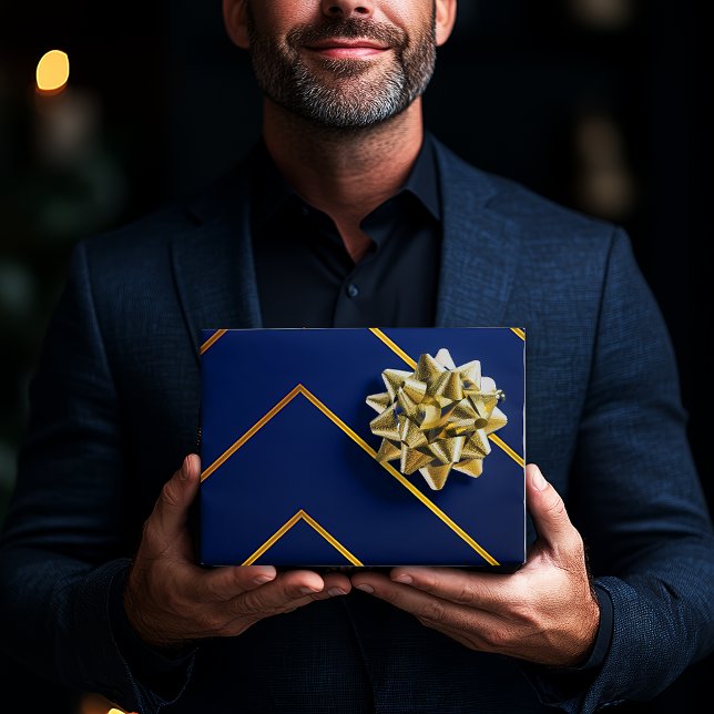 Luxurious Sleek and Sophisticated Navy Blue & Gold Wrapping Paper Sheet (Luxurious Navy Blue and Gold Sleek Modern Gift Wrap )