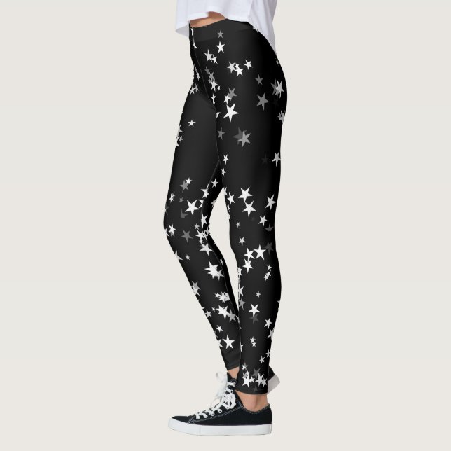 Luxurious Starry Sky Black Star Elegance Astronomy Leggings (Left)