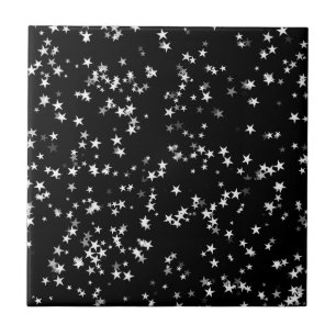 Luxurious Starry Sky Black Star Elegance Astronomy Tile