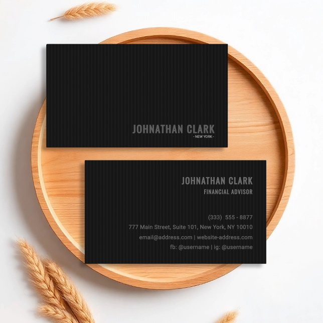 Luxurious Striped All-Black  Business Card (Creator Uploaded)
