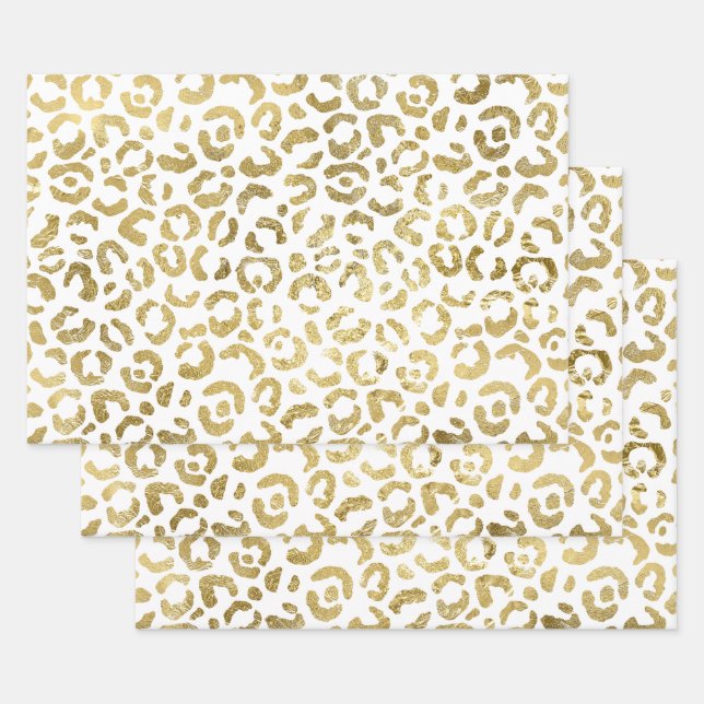 Luxurious Stylish Gold Leopard Print Wrapping Paper Sheet (Set)