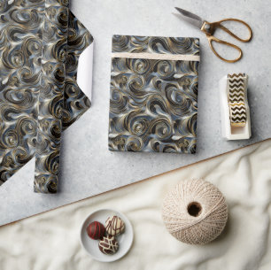 Luxurious Swirling Metallic Pattern in Gold Wrapping Paper