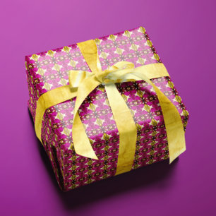 Luxurious Tahitian Tropical Fuchsia & Gold Boho Wrapping Paper