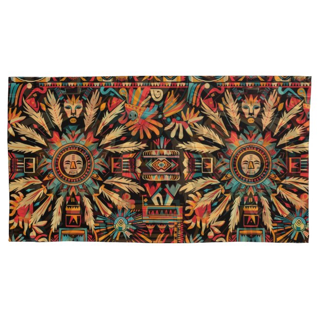 Luxurious Teal "Aztec Dream" King Pillowcase (Front)