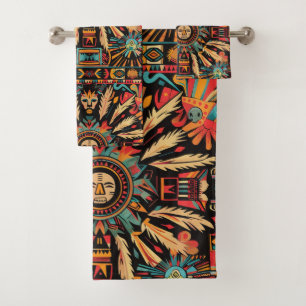 Luxurious Teal "Aztec Dream" Plush Bath Towel Set