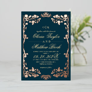 Luxurious Teal Gold Foil Floral Wedding