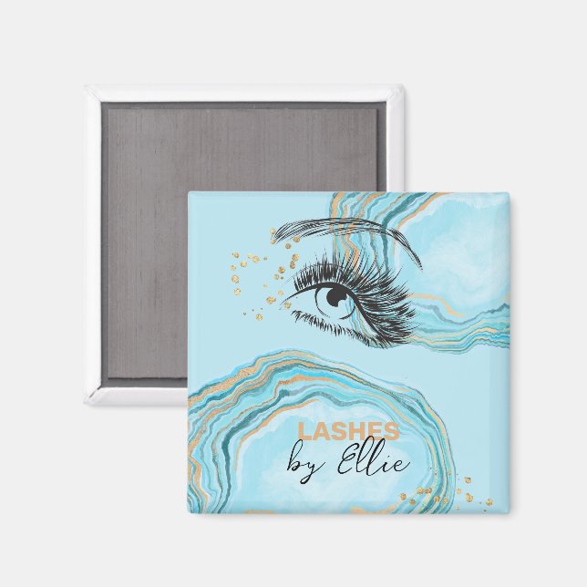 Luxurious Teal Gold Marble Lash Extension Makeup Magnet (Front/Back)