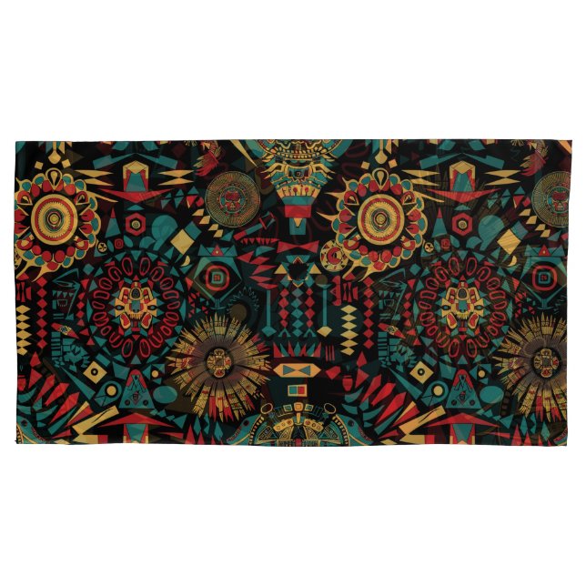 Luxurious Teal "Heritage-Inspired Patterns" King P Pillowcase (Front-Left)