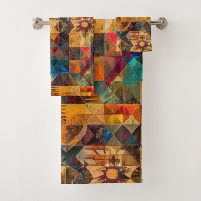 Luxurious Teal "Inherited Artistry" Plush Bath Tow Bath Towel Set (Insitu)