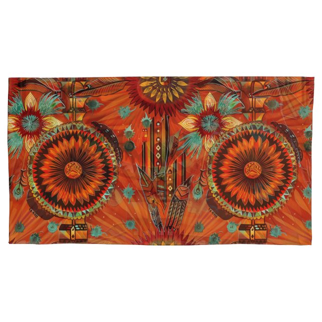 Luxurious Teal "Intricate Echoes" King Pillowcase (Front)