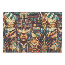 Luxurious Teal "Mesoamerican Motif" Wrapping Sheet