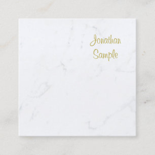 Luxurious Template Modern White Marble Gold Text Square Business Card