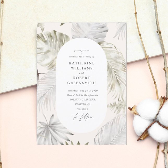 Luxurious Tropical Foliage Blush Wedding Invitation (Creator Uploaded)