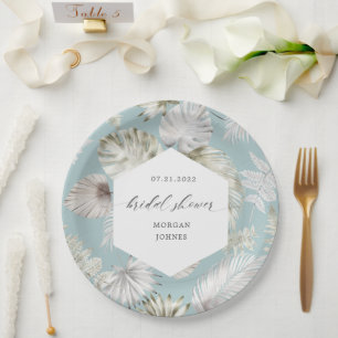 Luxurious Tropical Foliage Bridal Shower Paper Plate