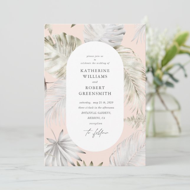 Luxurious Tropical Foliage Wedding Invitation (Standing Front)