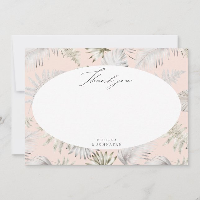 luxurious tropical foliage wedding Thank You Card (Front)